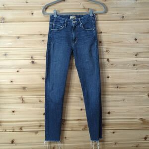 MOTHER Dark Blue Ankle Crop Jeans